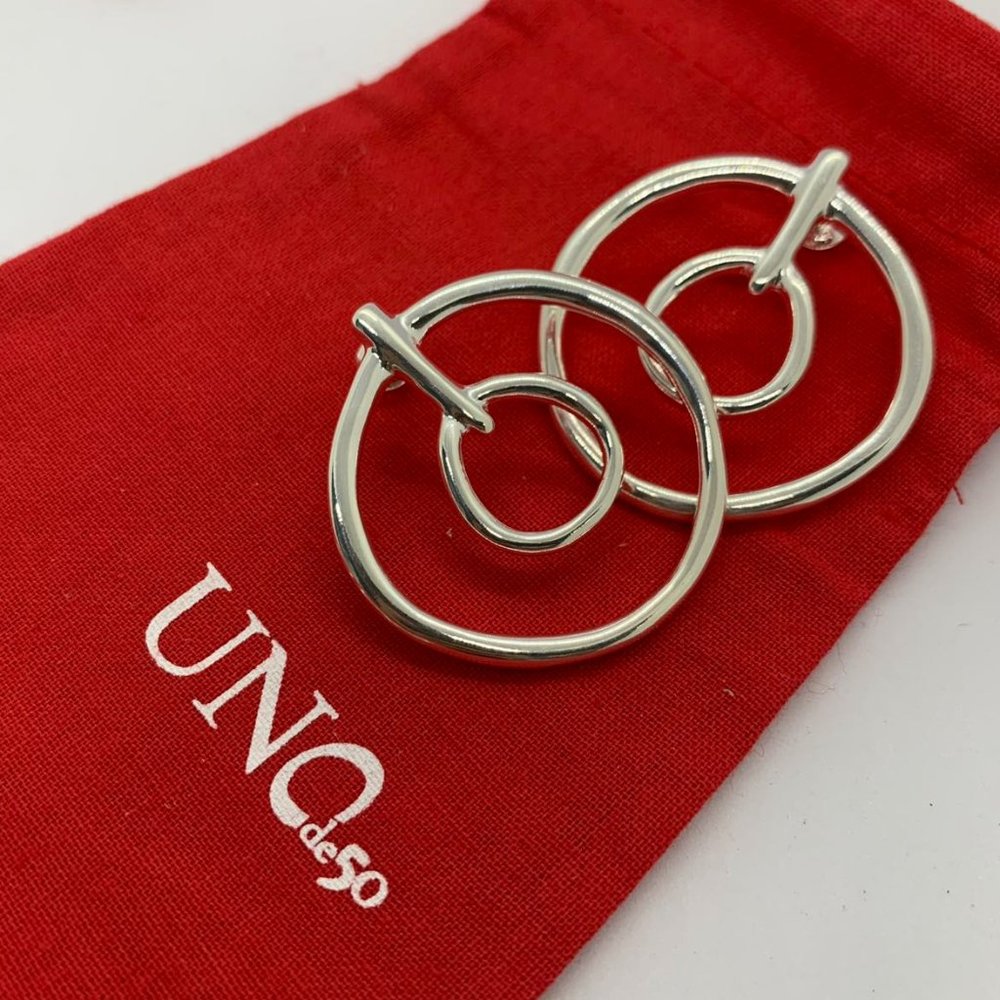 UNO de 50 Earrings Orbit 2 Circle Hoop Shaped Earrings Sliver Color Women